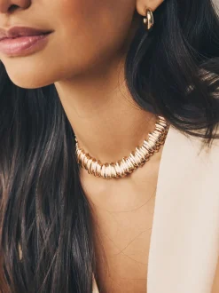 Goudkleurig - Geribbelde kraagketting