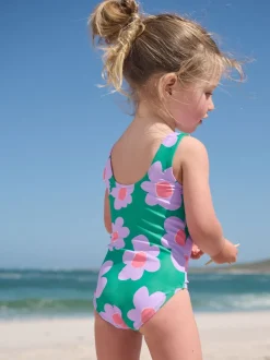 Green Stampy Floral - Badpak (3 mnd-7 jr)