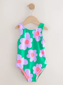 Green Stampy Floral - Badpak (3 mnd-7 jr)