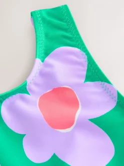 Green Stampy Floral - Badpak (3 mnd-7 jr)