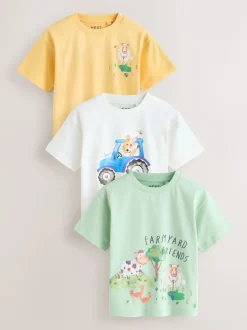 Green Watercolour Farm - Short Sleeve Graphic T-Shirts 3 Pack (3mths-7yrs)