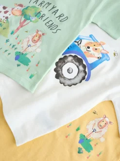 Green Watercolour Farm - Short Sleeve Graphic T-Shirts 3 Pack (3mths-7yrs)