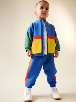 Green/Blue Colourblock - Funnel Neck Zip Sweat and Joggers Set (3mths-7yrs)