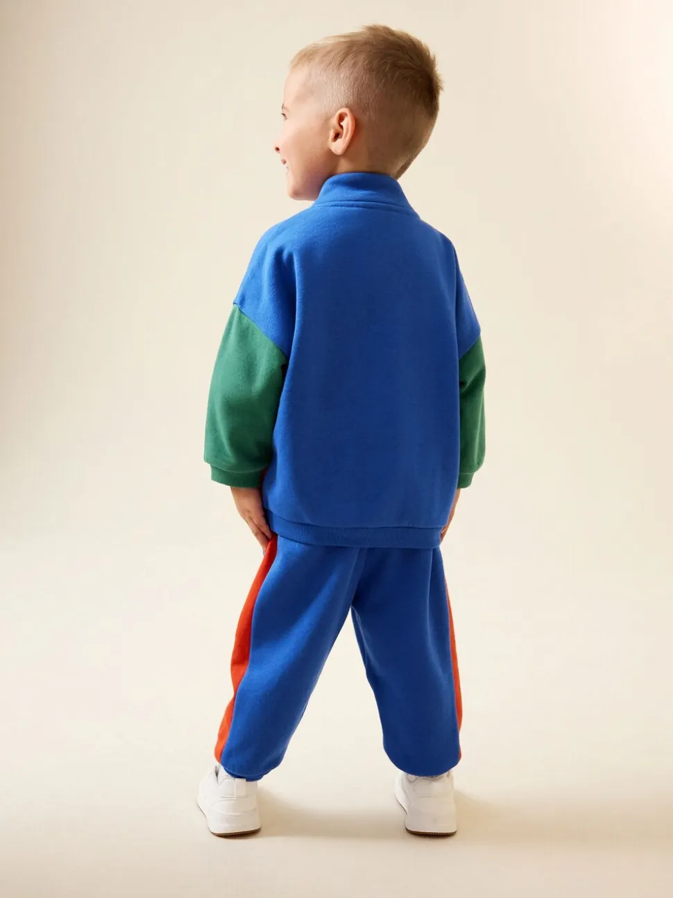 Green/Blue Colourblock - Funnel Neck Zip Sweat and Joggers Set (3mths-7yrs)