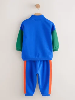 Green/Blue Colourblock - Funnel Neck Zip Sweat and Joggers Set (3mths-7yrs)