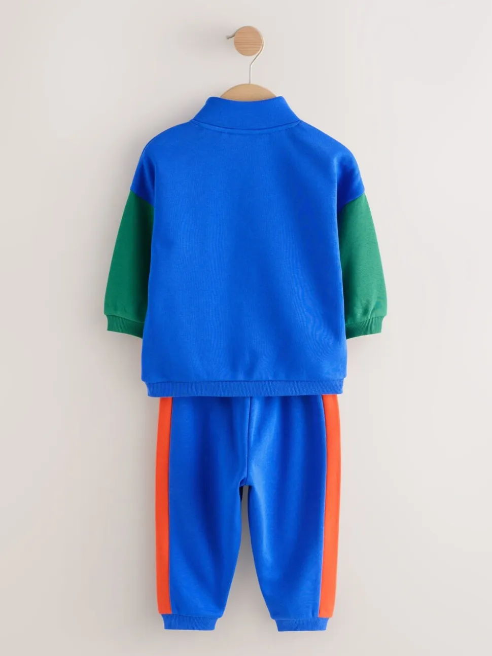 Green/Blue Colourblock - Funnel Neck Zip Sweat and Joggers Set (3mths-7yrs)