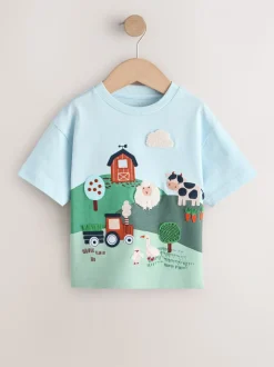 Green/Blue Farm - T-shirt met korte mouwen en applicatie (3 mnd - 7 jr)