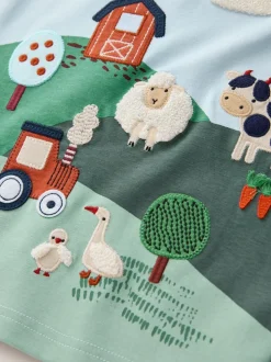 Green/Blue Farm - T-shirt met korte mouwen en applicatie (3 mnd - 7 jr)