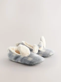 Grey Check Bunny - Ballerinapantoffels