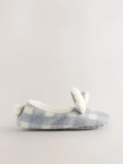 Grey Check Bunny - Ballerinapantoffels
