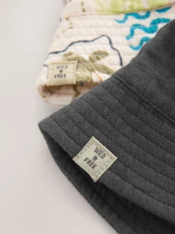 Grey Stampy Printed Woven - Set van 2 babyhoedjes (0 mnd-2 jr)