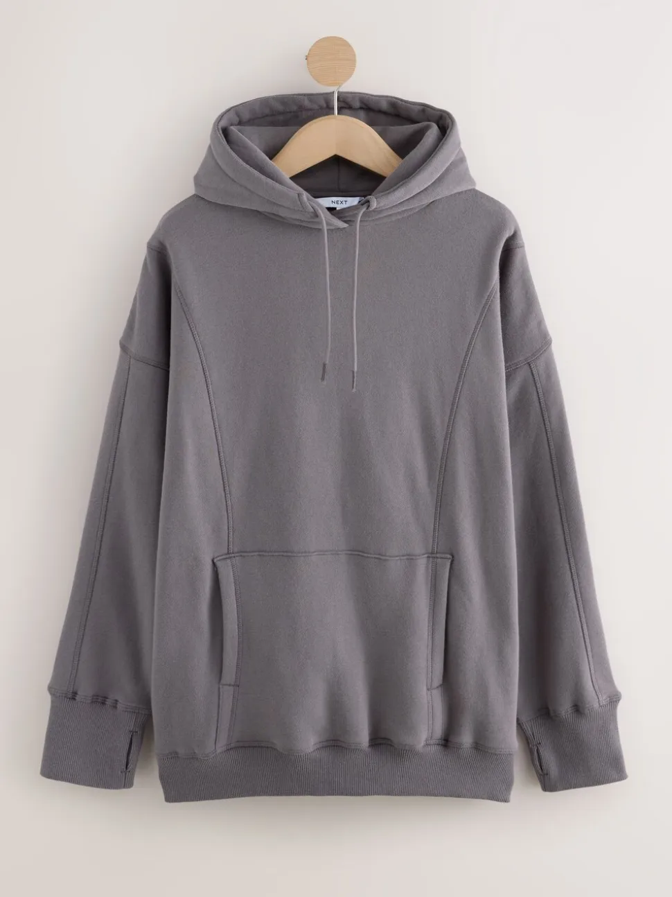 Grijs - Active Longline Overhead Hoodie met superzacht naaddetail en zakken