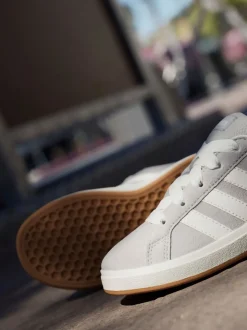 Grijs - adidas Grand Court 00s Suede Lace Kids Trainers