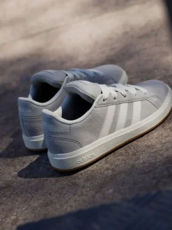 Grijs - adidas Grand Court 00s Suede Lace Kids Trainers