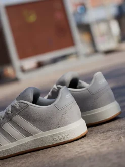 Grijs - adidas Grand Court 00s Suede Lace Kids Trainers