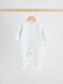 Grijs - Baby Quilted Sleepsuits 2 Pack