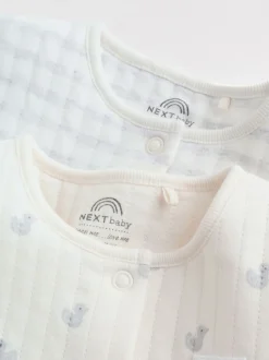 Grijs - Baby Quilted Sleepsuits 2 Pack