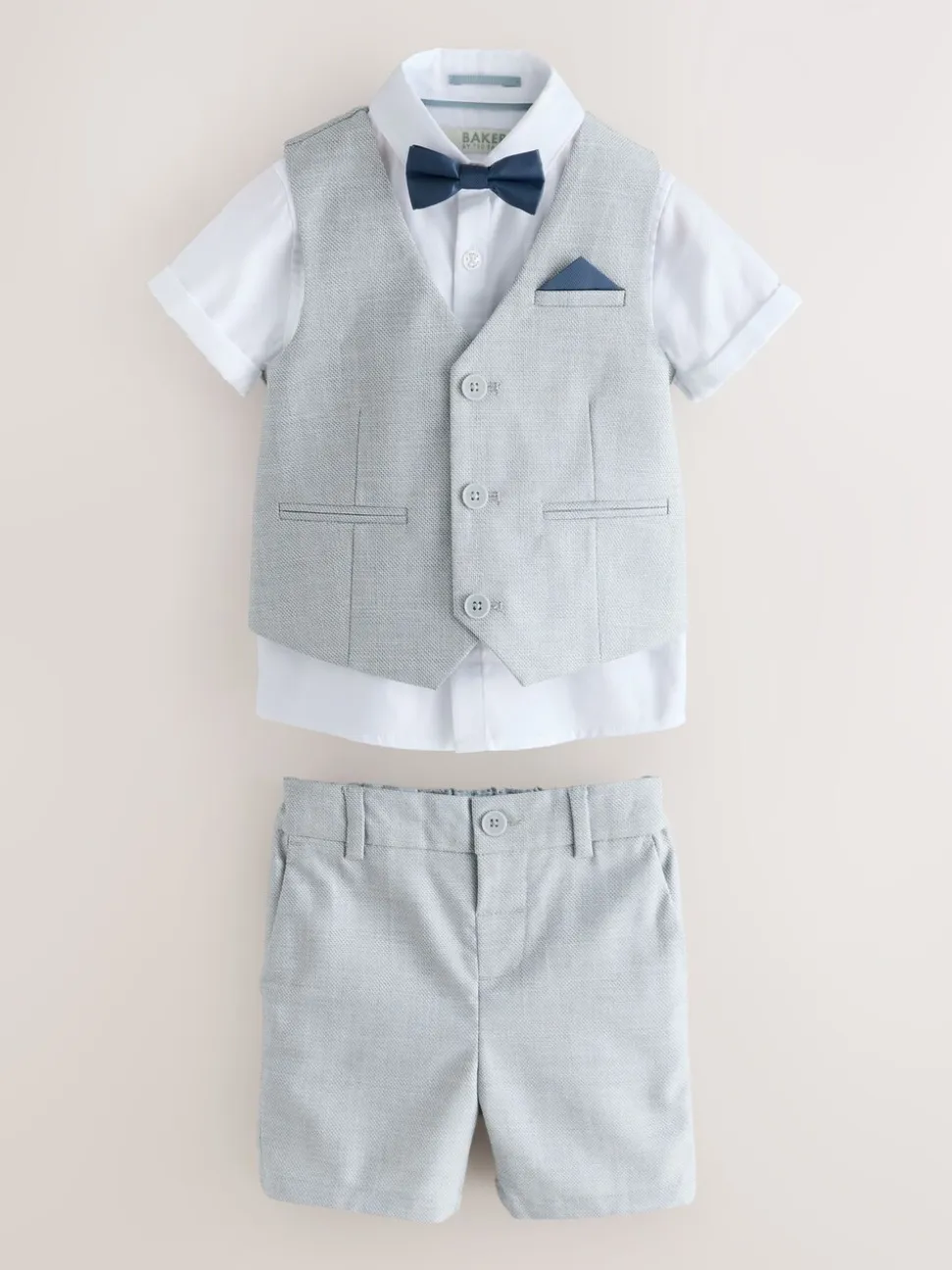 Grijs - Baker By Ted Baker set van overhemd, gilet en short
