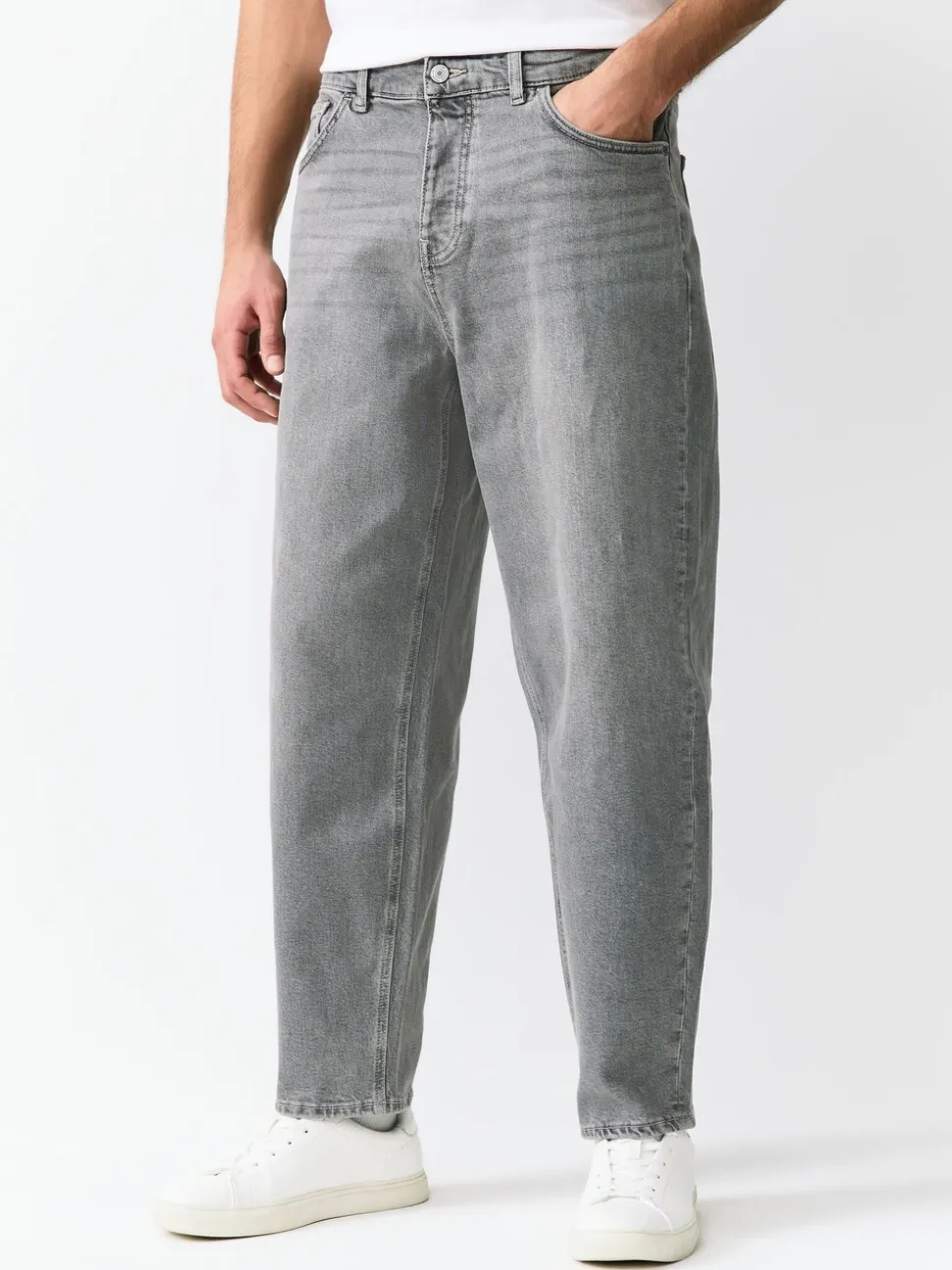 Grijs - Barrel Fit - Vintage wash denim jeans