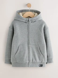 Grijs - Borg Fleece Zip Through Hoodie (3-16yrs)