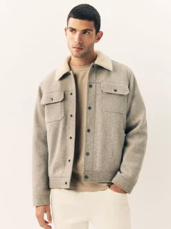 Grijs - Borg Lined Trucker Jacket
