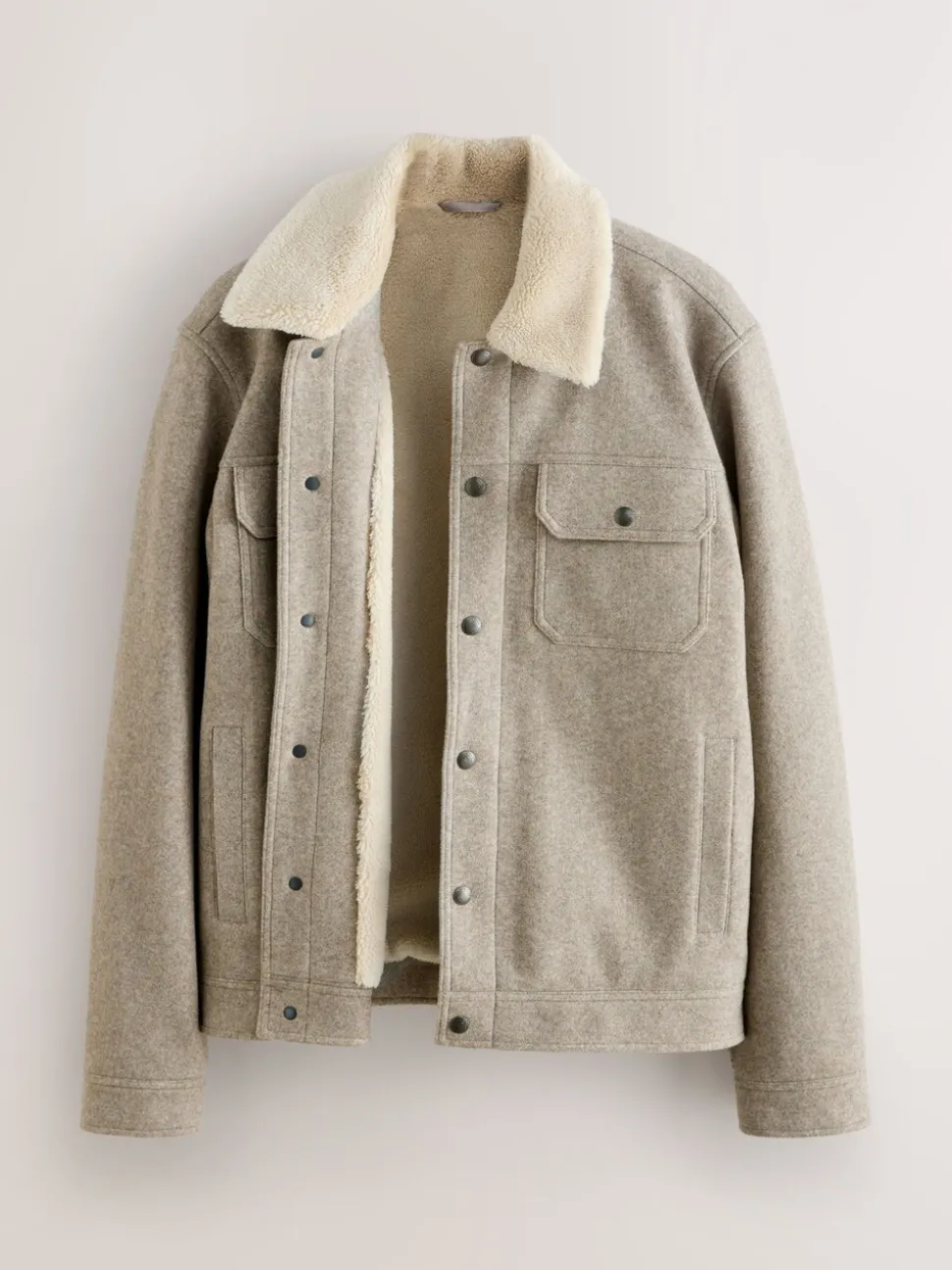 Grijs - Borg Lined Trucker Jacket