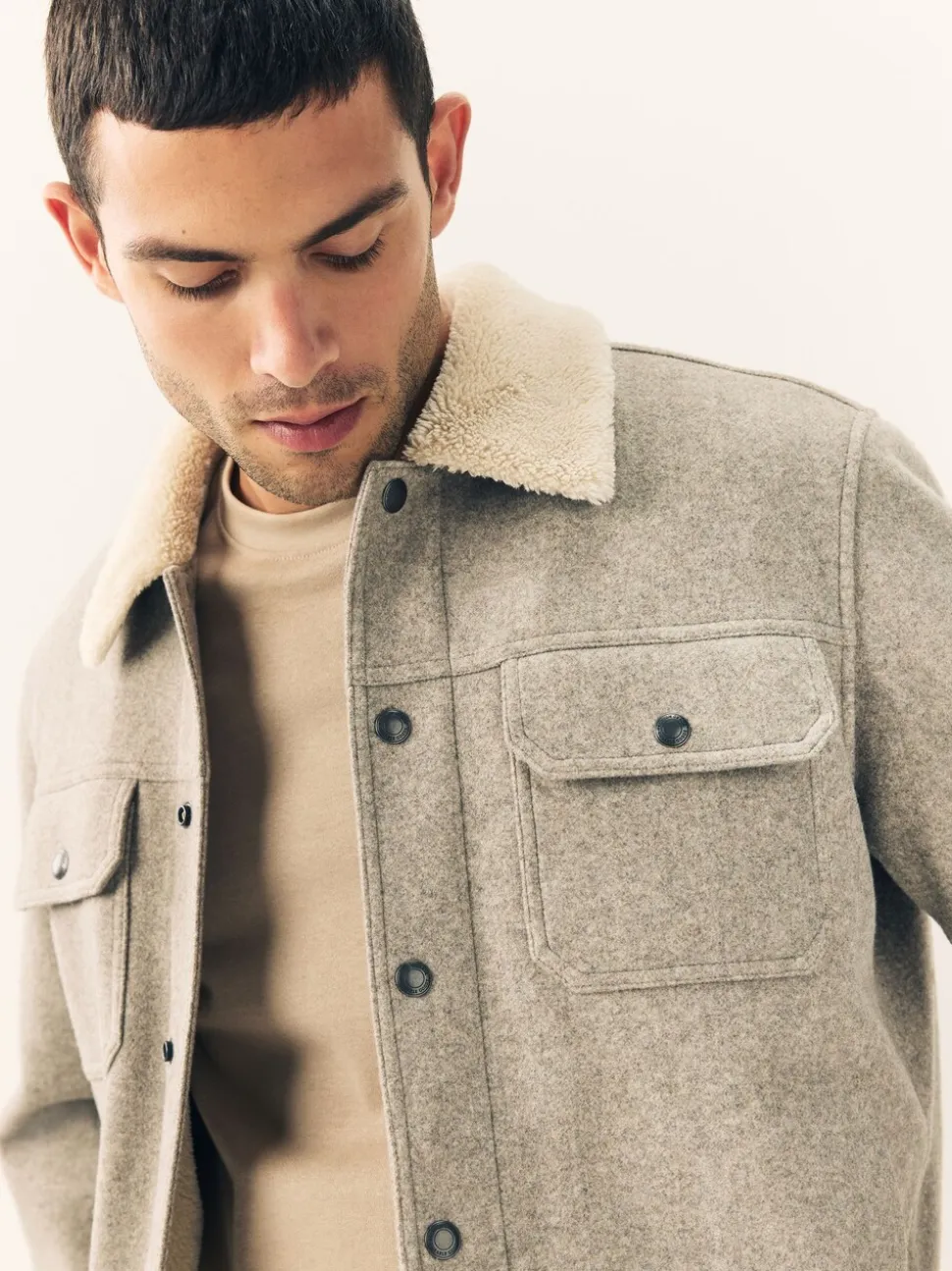 Grijs - Borg Lined Trucker Jacket