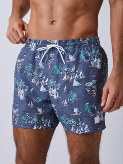 Grijs - BOSS Piranha Printed Swim Shorts