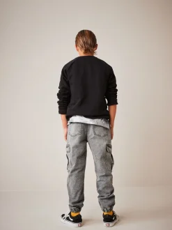 Grijs - Cargo jeans met elastische taille (3-16 jr)