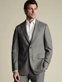 Grijs - Charles Tyrwhitt Sharkskin Slim Fit Jacket