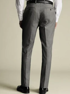 Grijs - Charles Tyrwhitt Slim Fit Sharkskin Trousers