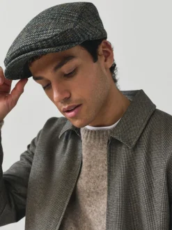 Grijs - Check Harris Tweed Flat Cap