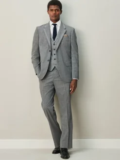 Grijs - Contrast Fabric Detail Suit Waistcoat