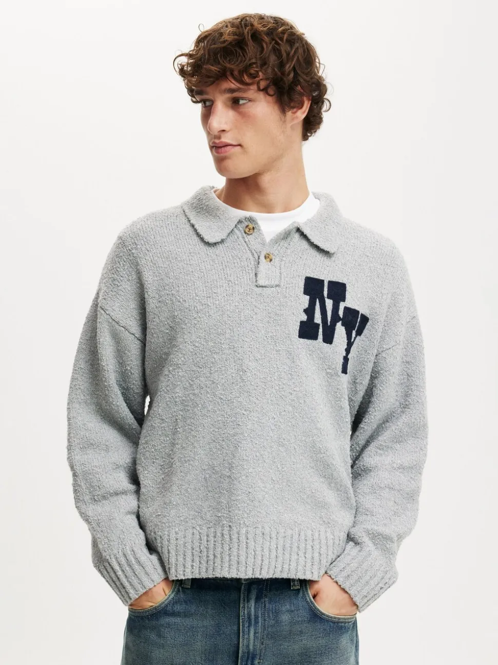 Grijs - Cotton On Boxy Rugby Polo Shirt