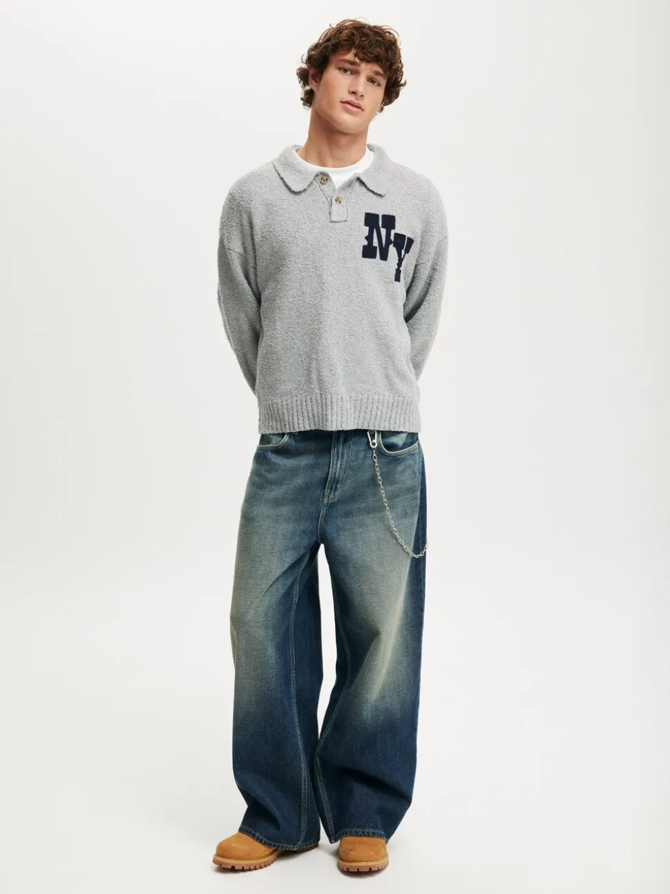 Grijs - Cotton On Boxy Rugby Polo Shirt