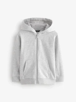 Grijs - Effen hoodie met doorlopende rits (3-16 jr)