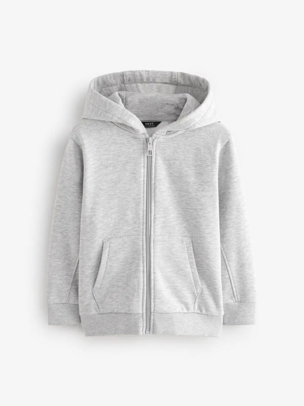 Grijs - Effen hoodie met doorlopende rits (3-16 jr)