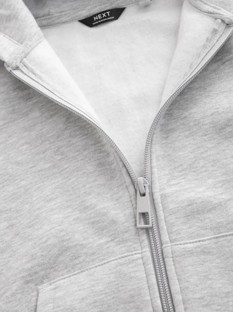 Grijs - Effen hoodie met doorlopende rits (3-16 jr)