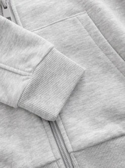 Grijs - Effen hoodie met doorlopende rits (3-16 jr)
