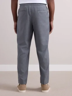 Grijs - Elasticated Waist Wool Rich Textured Formal Trousers