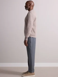 Grijs - Elasticated Waist Wool Rich Textured Formal Trousers