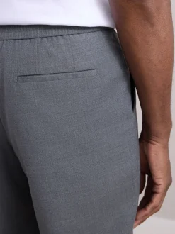 Grijs - Elasticated Waist Wool Rich Textured Formal Trousers