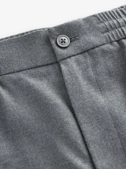 Grijs - Elasticated Waist Wool Rich Textured Formal Trousers