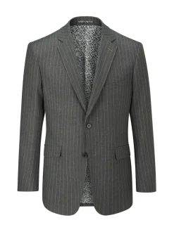Grijs - Enkele knoop - Skopes Cassius Tailored Fit Stripe Suit Jacket