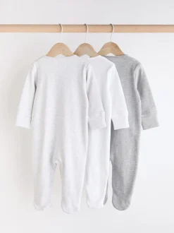 Grijs - Essential 100% Katoenen babypakjes met rits 3 Pack (0-3jr)