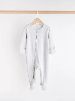 Grijs - Essential 100% Katoenen babypakjes met rits 3 Pack (0-3jr)