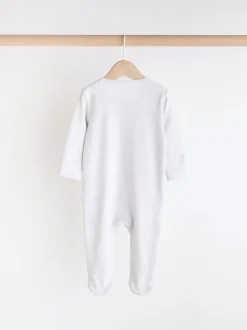 Grijs - Essential 100% Katoenen babypakjes met rits 3 Pack (0-3jr)