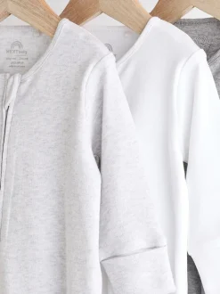 Grijs - Essential 100% Katoenen babypakjes met rits 3 Pack (0-3jr)
