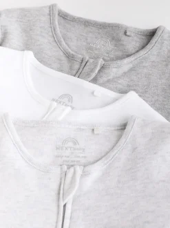 Grijs - Essential 100% Katoenen babypakjes met rits 3 Pack (0-3jr)