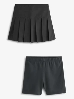 Grijs - Fietsshort en geplooide rok set (3-17jr)